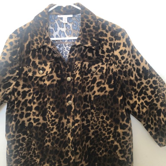 M Collection Tops - M Collection Leopard Print 3/4 Sleeve Blouse